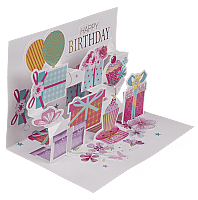 3 BOYUTLU DOĞUMGÜNÜ KARTI (Zarflı - 4 Farklı Çeşit) - POP-UP PRESENT CARD HAPPY BIRTHDAY (With Envelope - 4 Assorted) - 2