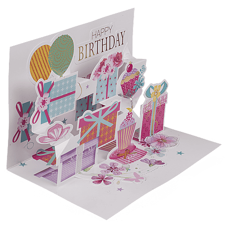 3 BOYUTLU DOĞUMGÜNÜ KARTI (Zarflı - 4 Farklı Çeşit) - POP-UP PRESENT CARD HAPPY BIRTHDAY (With Envelope - 4 Assorted) - 2
