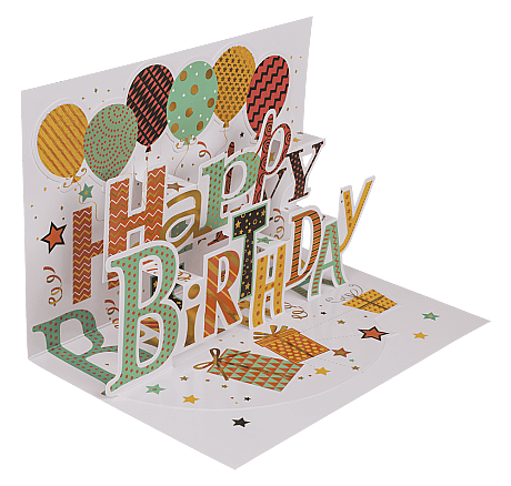 3 BOYUTLU DOĞUMGÜNÜ KARTI (Zarflı - 4 Farklı Çeşit) - POP-UP PRESENT CARD HAPPY BIRTHDAY (With Envelope - 4 Assorted) - 3