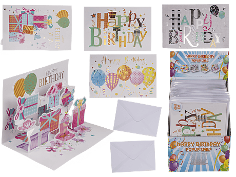 3 BOYUTLU DOĞUMGÜNÜ KARTI (Zarflı - 4 Farklı Çeşit) - POP-UP PRESENT CARD HAPPY BIRTHDAY (With Envelope - 4 Assorted) - 1