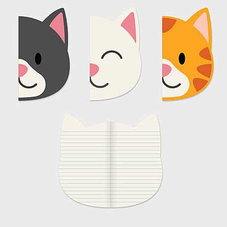 3'LÜ KEDİ NOT DEFTERİ - CAT SHAPED NOTEBOOKS - 1