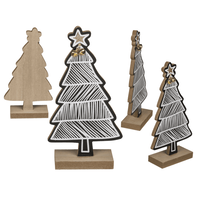 AHŞAP SÜS AĞAÇ - WHITE/BLACK COLORED WOODEN TREE (19,5 cm.)