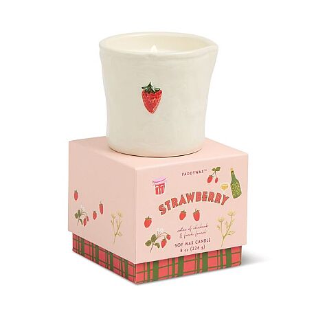 BISTRO ÇİLEK KUTULU SERAMİK MUM STRAWBERRY 226 gr. - BISTRO STRAWBERRY EMBOSSED CERAMIC CANDLE STRAWBERRY - 2