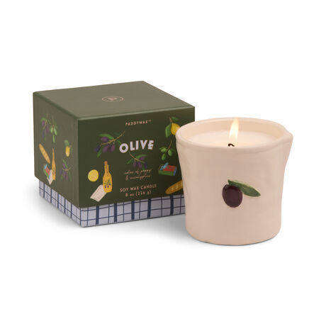 BISTRO SERAMİK KUTULU MUM ZEYTİN-FIG&OLIVE 226 gr. - BISTRO OLIVE EMBOSSED CERAMIC CANDLE-FIG&OLIVE BOXED