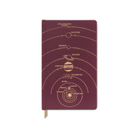 Designworks Ink - BORDO SERT KAPAK DEFTER 21 x 13 cm - BOOKCLOTH HARDCOVER JOURNAL - BURGUNDY SOLAR SYSTEM