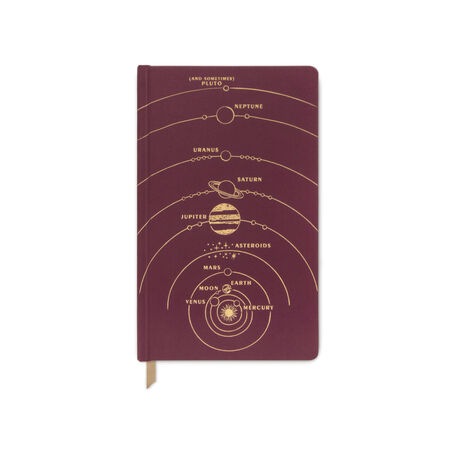 BORDO SERT KAPAK DEFTER 21 x 13 cm - BOOKCLOTH HARDCOVER JOURNAL - BURGUNDY SOLAR SYSTEM