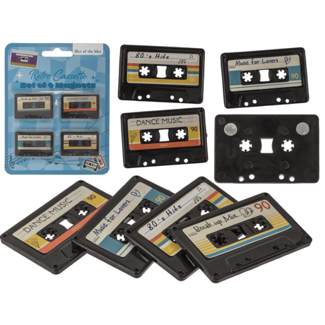 BUZDOLABI MAGNET KASET (4'LÜ PAKET) - FRIDGE MAGNET- RETRO CASSETTE