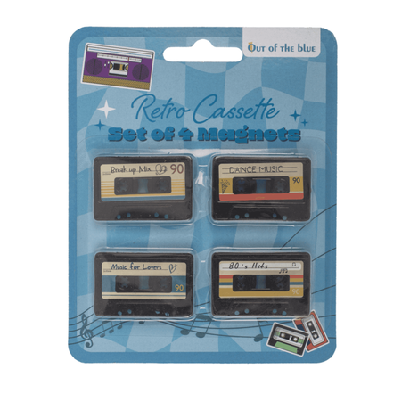 BUZDOLABI MAGNET KASET (4'LÜ PAKET) - FRIDGE MAGNET- RETRO CASSETTE