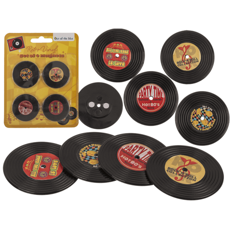 BUZDOLABI MAGNET PLAK (4'LÜ PAKET) - FRIDGE MAGNET- RETRO VINYL