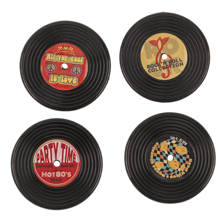 BUZDOLABI MAGNET PLAK (4'LÜ PAKET) - FRIDGE MAGNET- RETRO VINYL