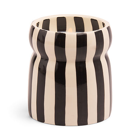 CABANA BLACK ÇİZGİLİ SERAMİK MUM LAVA STONE 184 gr. - CABANA BLACK STRIPED CERAMIC CANDLE LAVA STONE - 1