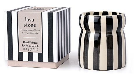 CABANA BLACK ÇİZGİLİ SERAMİK MUM LAVA STONE 184 gr. - CABANA BLACK STRIPED CERAMIC CANDLE LAVA STONE - 3