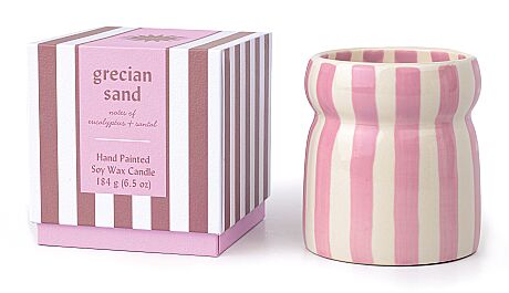 CABANA LAVENDER ÇİZGİLİ SERAMİK MUM GRECIAN SAND 184 gr. - CABANA LAVENDER STRIPED CERAMIC CANDLE GRECIAN SAND - 2