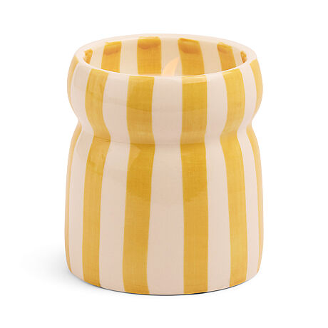 CABANA OCHRE ÇİZGİLİ SERAMİK MUM GOLD COAST 184 gr. - CABANA OCHRE STRIPED CERAMIC CANDLE GOLD COAST - 1
