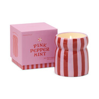Paddywax - CABANA SERAMİK KUTULU MUM KIRMIZI ÇİZGİLİ-PINK PEPPERMINT 184 gr. - CABANA RED/PINK STRIPED CERAMIC CANDLE - PINK PEPPERMINT