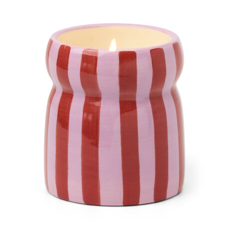 CABANA SERAMİK KUTULU MUM KIRMIZI ÇİZGİLİ-PINK PEPPERMINT 184 gr. - CABANA RED/PINK STRIPED CERAMIC CANDLE - PINK PEPPERMINT