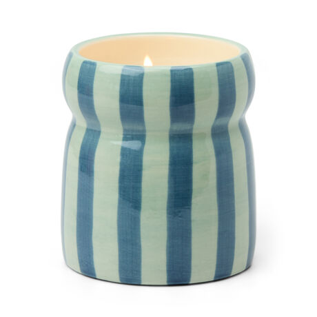 CABANA SERAMİK KUTULU MUM MAVİ ÇİZGİLİ-WARM CIDER 184 gr. - CABANA BLUE/NAVY STRIPED CERAMIC CANDLE-WARM CIDER