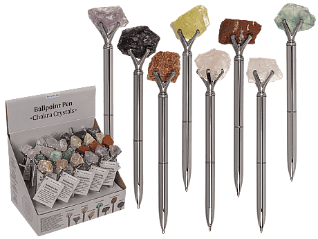 ÇAKRA KRİSTAL TAŞLI BALLPOINT TÜKENMEZ KALEM (8 Çeşit) - GEMSTONE BALLPOINT PEN CHAKRA CRYSTALS (8 Assorted) - 1