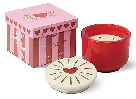 CHARMED KUTULU KIRMIZI CAM MUM HEART LID/WILD FIG&ROSE 226 gr. - CHARMED BOX RED GLASS CANDLE WITH HEART LID/WILD FIG&ROSE - 1