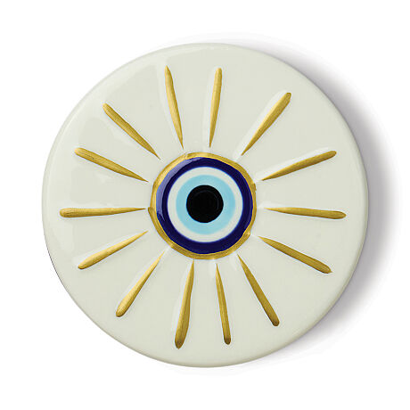 CHARMED KUTULU MAVİ CAM MUM EVIL EYE CERAMIC/INCENSE&SMOKE 226 gr. - CHARMED BLUE GLASS CANDLE WITH EVIL EYE CERAMIC/INCENSE&SMOKE - 2