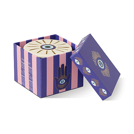 CHARMED KUTULU MAVİ CAM MUM EVIL EYE CERAMIC/INCENSE&SMOKE 226 gr. - CHARMED BLUE GLASS CANDLE WITH EVIL EYE CERAMIC/INCENSE&SMOKE - 3