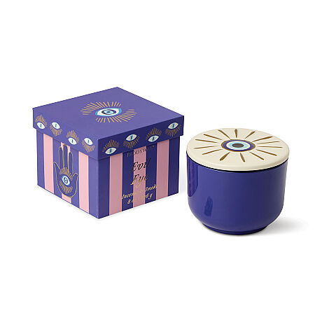 CHARMED KUTULU MAVİ CAM MUM EVIL EYE CERAMIC/INCENSE&SMOKE 226 gr. - CHARMED BLUE GLASS CANDLE WITH EVIL EYE CERAMIC/INCENSE&SMOKE - 4