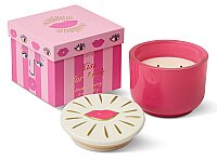 CHARMED KUTULU PEMBE CAM MUM LIPS LID/SMOKED CHERRY 226 gr. - CHARMED PINK GLASS CANDLE WITH LIPS LID/SMOKED CHERRY - 1