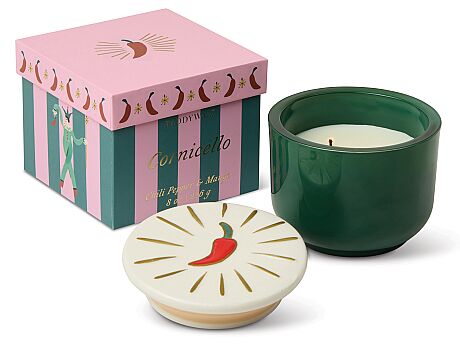 CHARMED KUTULU YEŞİL CAM MUM CHILI LID/CHILI PEPPER&MANGO 226 gr. - CHARMED GREEN GLASS CANDLE WITH CHILI LID/CHILI PEPPER&MANGO - 1