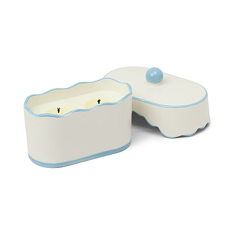 CHERIE KUTULU MAVİ SERAMİK KAPAKLI MUM LAVENDER&THYME 155 gr. - CHERIE CERAMIC DISH CANDLE BLUE/LAVENDER&THYME - 1