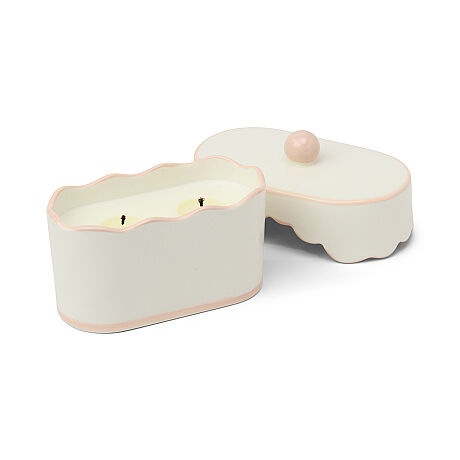 CHERIE KUTULU PEMBE SERAMİK KAPAKLI MUM YUZU WOODS 155 gr. - CHERIE CERAMIC DISH CANDLE PINK/YUZU WOODS - 1