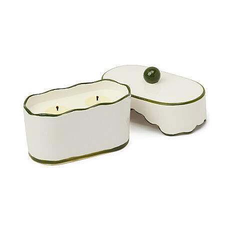 CHERIE KUTULU YEŞİL SERAMİK KAPAKLI MUM SMOKED PISTACHIO 155 gr. - CHERIE CERAMIC DISH CANDLE GREEN/SMOKED PISTACHIO - 1
