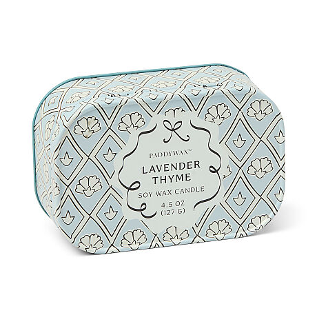 CHERIE MAVİ&BEYAZ TENEKE MUM 127 gr. CHERIE PRINTED TIN CANDLE BLUE&WHITE/LAVENDER&THYME - 2