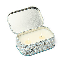 CHERIE MAVİ&BEYAZ TENEKE MUM 127 gr. CHERIE PRINTED TIN CANDLE BLUE&WHITE/LAVENDER&THYME - 3