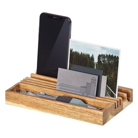 GENTLEMEN'S HARDWARE AHŞAP MASAÜSTÜ DÜZENLEYİCİ-WOODEN DESK ORGANISER WITH PHONE STAND - 5