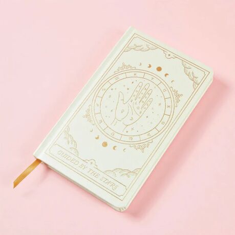 KIRIK BEYAZ SERT KAPAK DEFTER 21x13 cm. - BOOKCLOTH HARDCOVER OFF-WHITE ZODIAC, GUIDED BY THE STARS