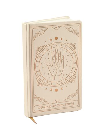 KIRIK BEYAZ SERT KAPAK DEFTER 21x13 cm. - BOOKCLOTH HARDCOVER OFF-WHITE ZODIAC, GUIDED BY THE STARS