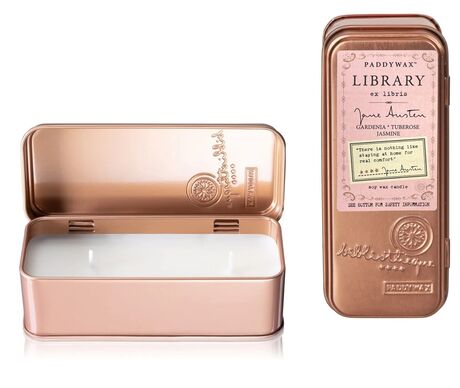 LİBRARY METAL KUTU MUM - LIBRARY TWO WICK TRAVEL TIN JANE AUSTEN (2 FİTİL) 56 gr