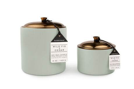 PADDYWAX HYGGE BAKIR KAPAKLI MUM GRİ - HYGGE 5OZ GREY CERAMIC WITH LID VETİVER &CARDAMOM (141 gr)