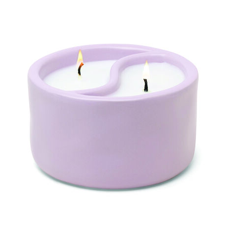 PADDYWAX YIN YANG VETİVER KAKULE VE OKALİPTUS SERAMİK MUM PASTEL PEMBE - YIN YANG 11 oz. LAVENDER CERAMIC VETIVER CARDAMOM 