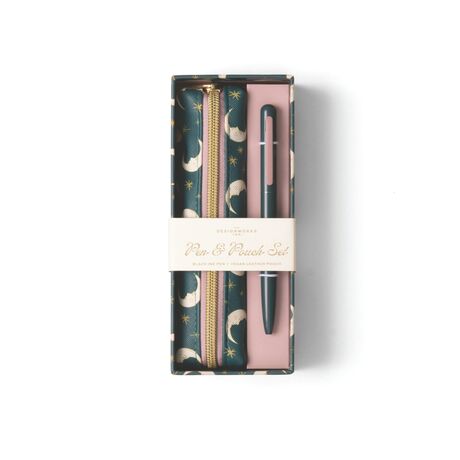 PEN & POUCH SET - TEAL MOON