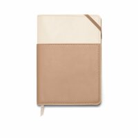 VEGAN DERI DEFTER 22x15 cm. - VEGAN LEATHER POCKET JOURNAL IVORY&TAUPE
