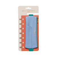 VEGAN DERİ DEFTER ÜSTÜ KALEM ÇANTASI (AÇIK MAVİ) - VEGAN LEATHER PEN POUCH LIGHT BLUE+GREEN - Thumbnail