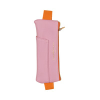 VEGAN DERİ DEFTER ÜSTÜ KALEM ÇANTASI - VEGAN LEATHER PEN POUCH - PINK + ORANGE - Thumbnail