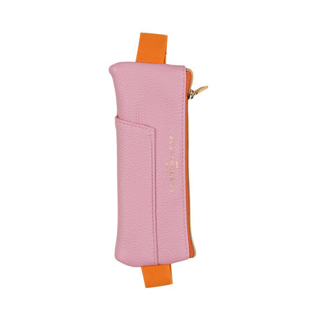 VEGAN DERİ DEFTER ÜSTÜ KALEM ÇANTASI - VEGAN LEATHER PEN POUCH - PINK + ORANGE